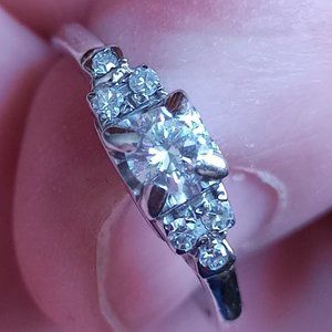 Diamond Ring with 14k White Gold, Certification Included